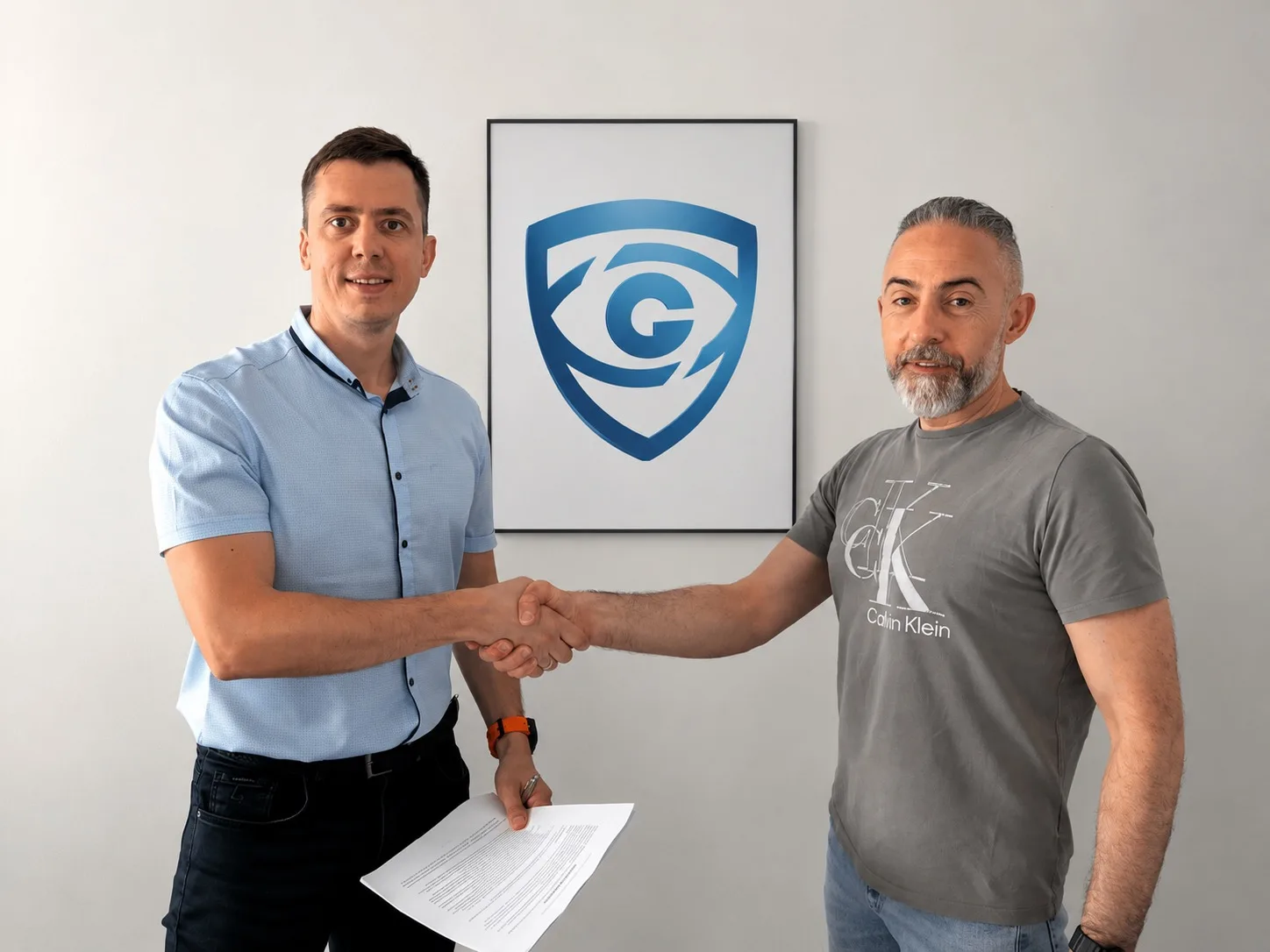 Stanislav Pokhylko, President of the Board at Oberig IT, and Tomasz Bartel, CEO and Founder of Vigil Guard, signing the distribution agreement.